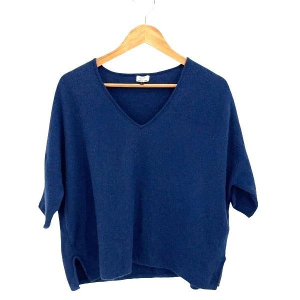 Joshi Womens V-Neck Dolman Sleeve Cashmere Pullover‎ Sweater Blue Small